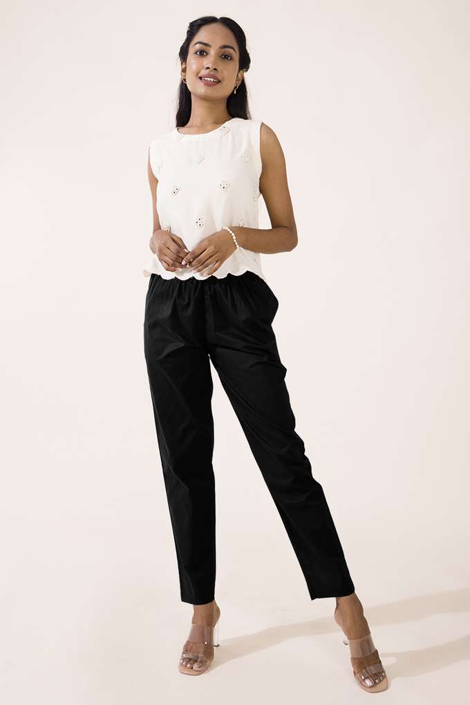 Solid-Tapered-Fit-Cotton-Women-s-Casual-Wear-Pants