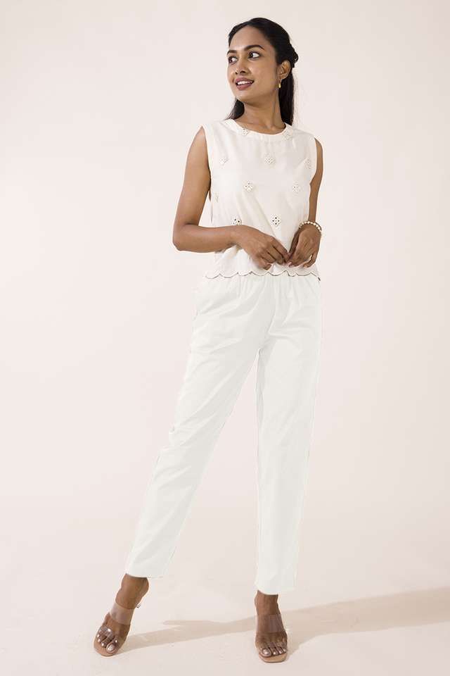 Solid-Tapered-Fit-Cotton-Women-s-Casual-Wear-Pants