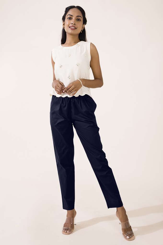 Solid-Tapered-Fit-Cotton-Women-s-Casual-Wear-Pants