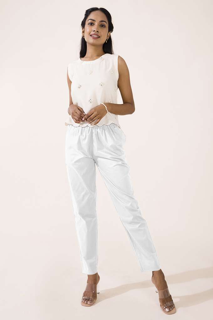 Solid-Tapered-Fit-Cotton-Women-s-Casual-Wear-Pants