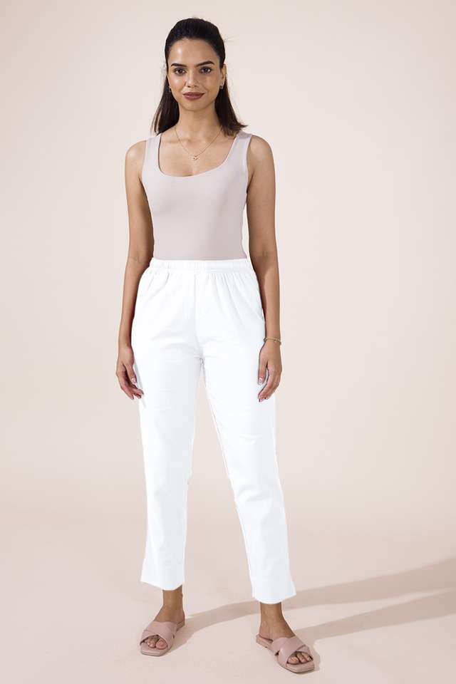 Solid-Tapered-Fit-Cotton-Women-s-Casual-Wear-Pants