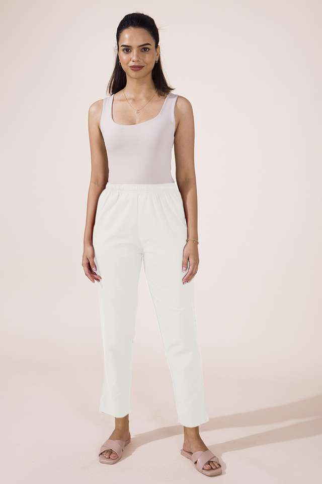 Solid-Tapered-Fit-Cotton-Women-s-Casual-Wear-Pants