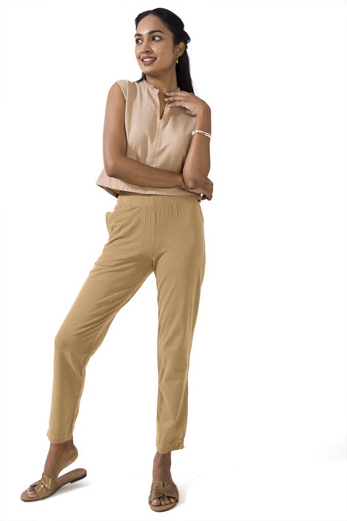 Solid-Cotton-Regular-Fit-Women-s-Pants