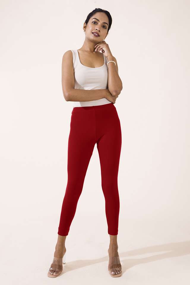Solid-Ankle-Length-Cotton-Women-s-Leggings