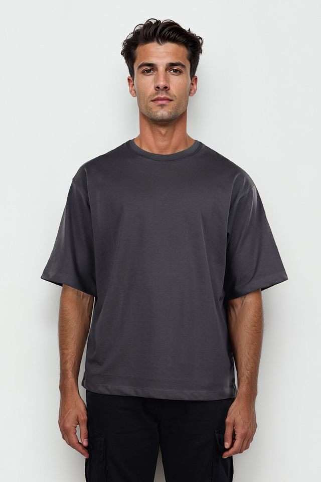 Solid-Blended-Fabric-Round-Neck-Men-s-T-Shirt