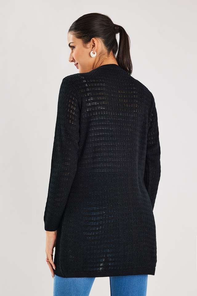 Buy Intune Black Textured Round Neck Wool Women's Festive Wear