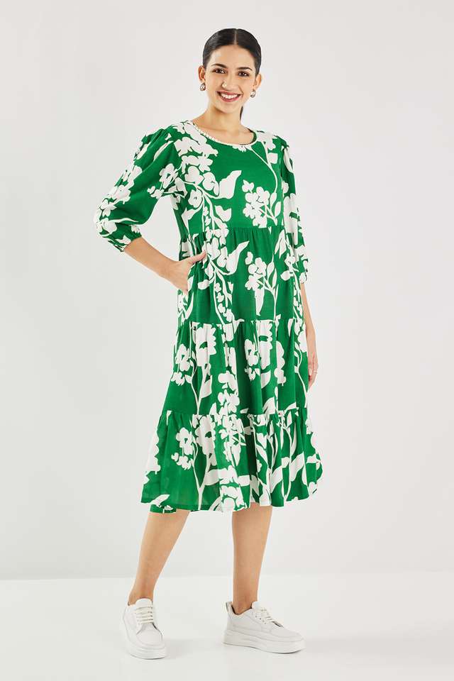 intune Printed Round Neck Rayon Women Dress-picture-25