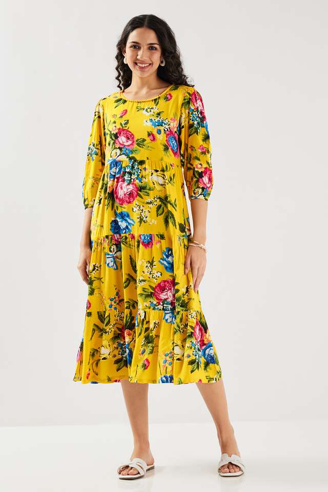 intune Printed Round Neck Rayon Women Dress-picture-24