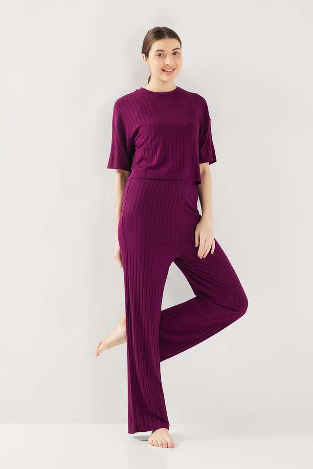 Solid-Full-Length-Viscose-Knitted-Women-s-Co-Ord-Set
