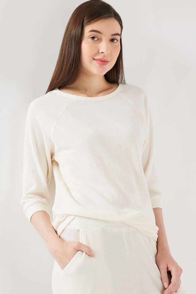 Solid-Full-Length-Blended-Fabric-Knitted-Women-s-Co-Ord-Set