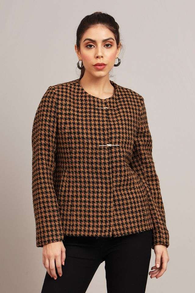 Solid-Blended-Fabric-Regular-Fit-Women-s-Blazer