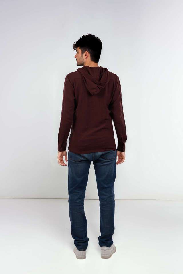 Solid-Blended-Fabric-Hooded-Men-s-T-Shirt