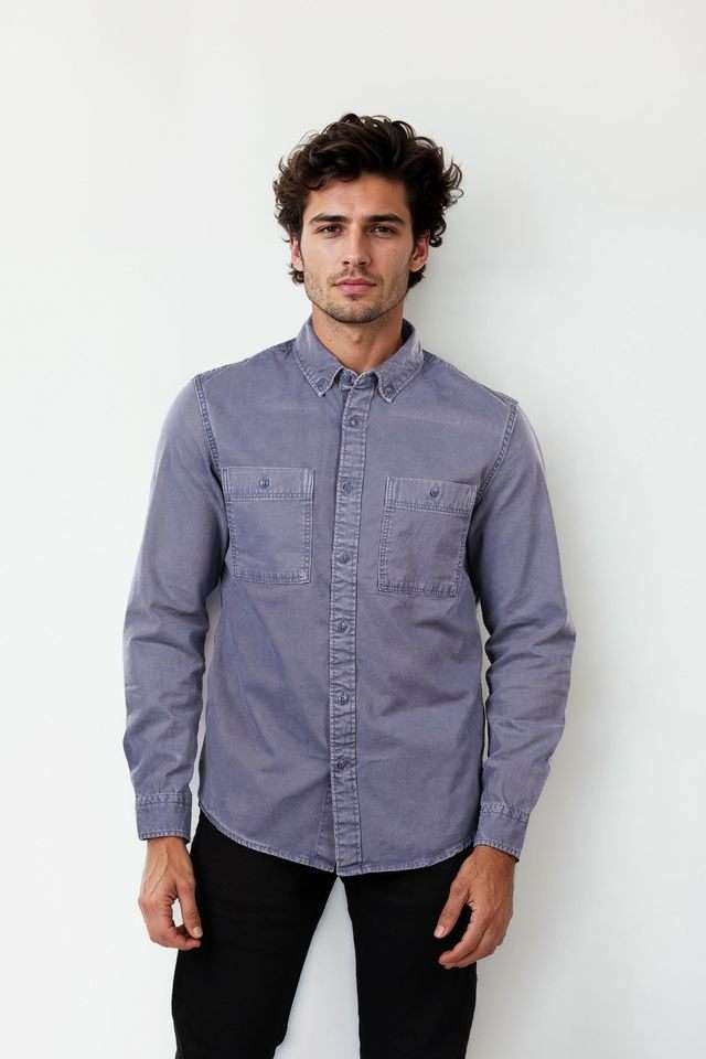Solid-Cotton-Regular-Fit-Men-s-Casual-Wear-Shirt