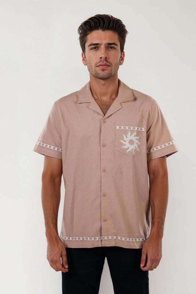 Embroidered-Cotton-Blend-Regular-Fit-Men-s-Casual-Wear-Shirt