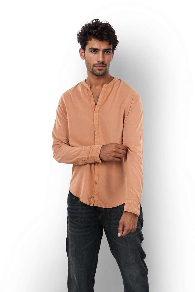 Solid-Cotton-Blend-Regular-Fit-Men-s-Casual-Shirt