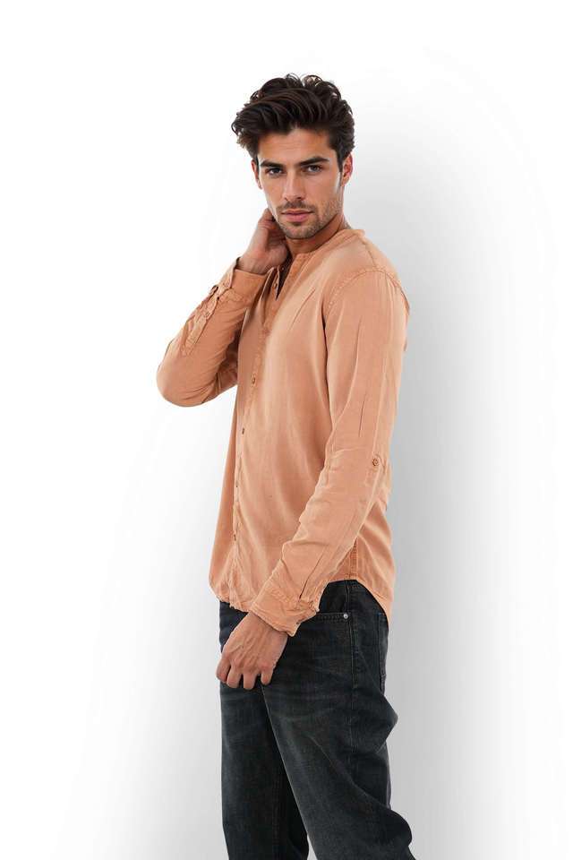 Solid-Cotton-Blend-Regular-Fit-Men-s-Casual-Shirt