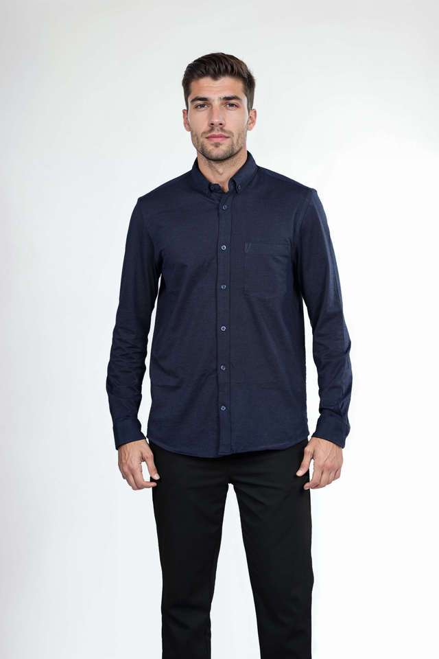 Solid-Cotton-Regular-Fit-Men-s-Casual-Wear-Shirt