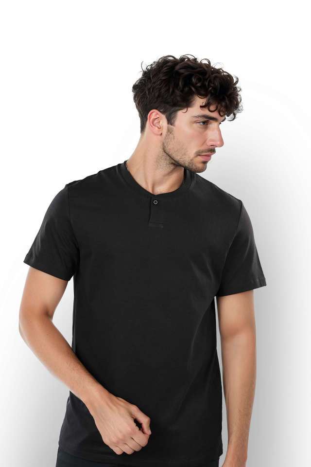 Solid-Cotton-Henley-Men-s-T-Shirt