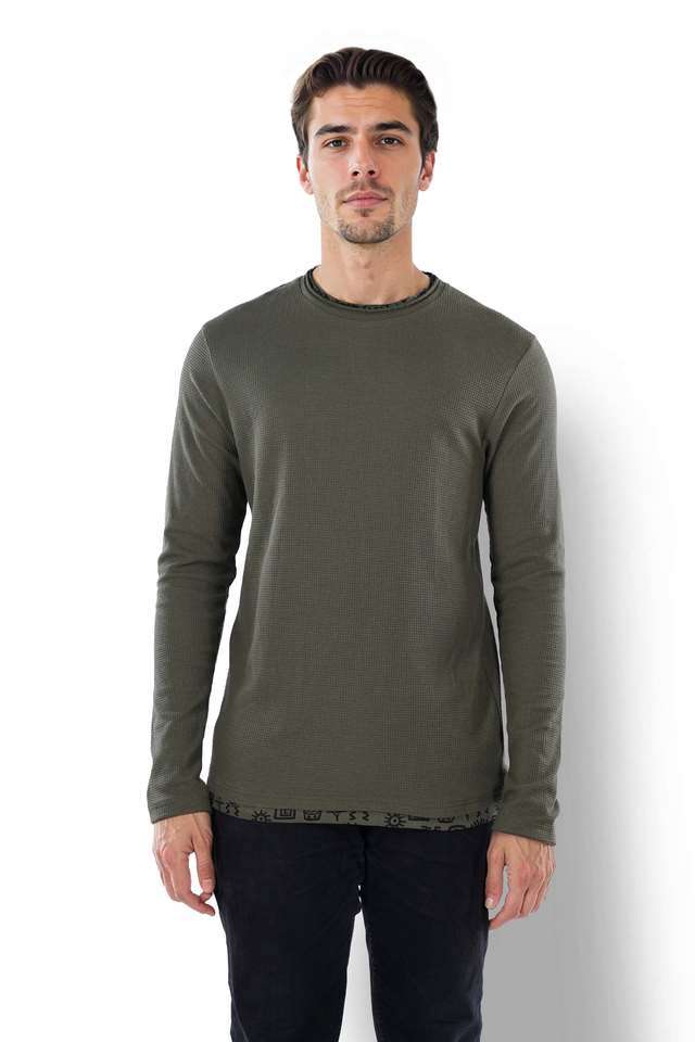 Solid-Cotton-Blend-Round-Neck-Men-s-T-Shirt