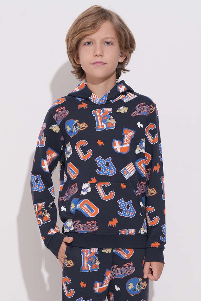 Typographic-Blended-Fabric-Hooded-Boys-Sweatshirt