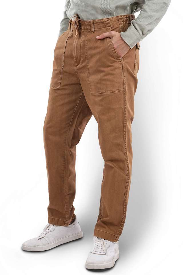 Solid-Cotton-Straight-Fit-Men-s-Casual-Trousers