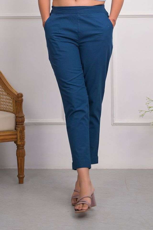 Solid-Cotton-Regular-Fit-Women-s-Pants