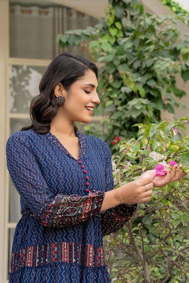 Buy Juniper Navy Printed Georgette Regular Fit Women's Dress