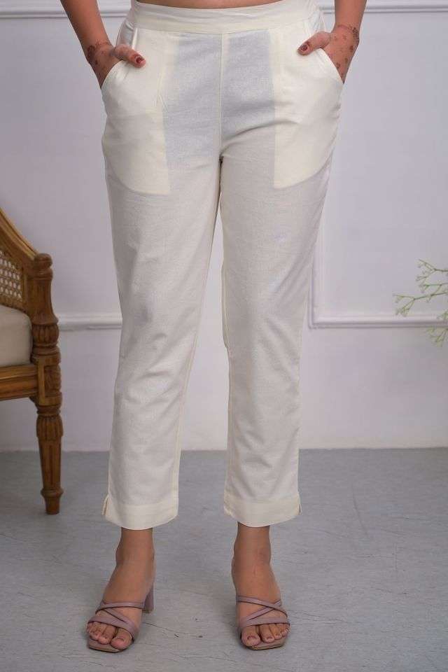Solid-Cotton-Regular-Fit-Women-s-Pants