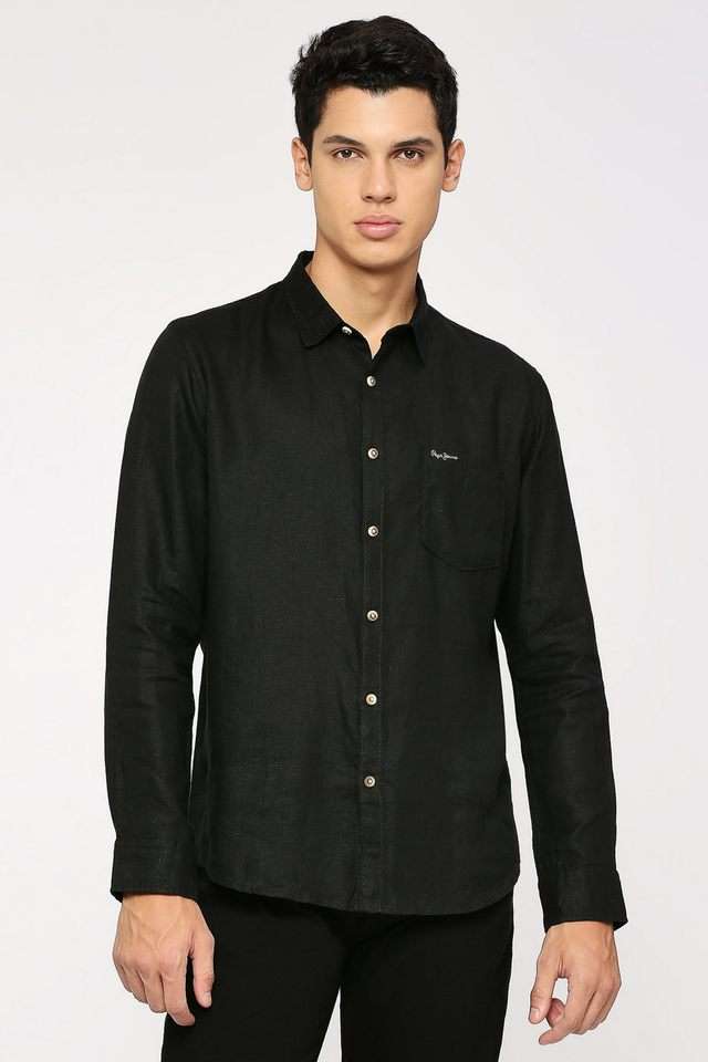 Solid-Linen-Regular-Fit-Men-s-Casual-Wear-Shirt