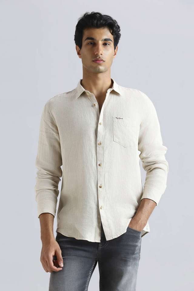 Solid-Linen-Regular-Fit-Men-s-Casual-Shirt