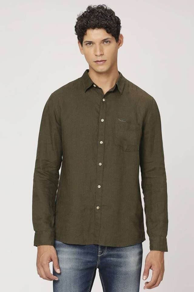 Solid-Linen-Regular-Fit-Men-s-Casual-Shirt