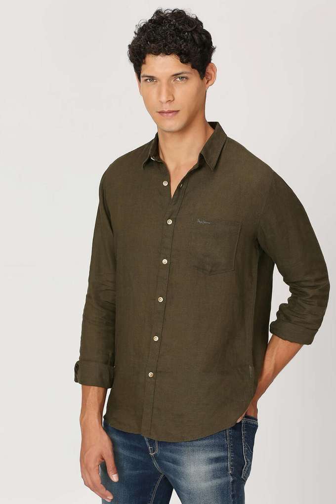 Solid-Linen-Regular-Fit-Men-s-Casual-Shirt