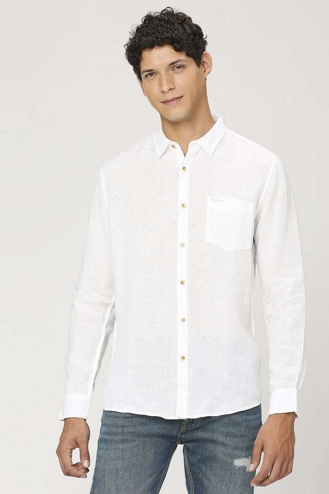 Solid-Linen-Regular-Fit-Men-s-Casual-Shirt