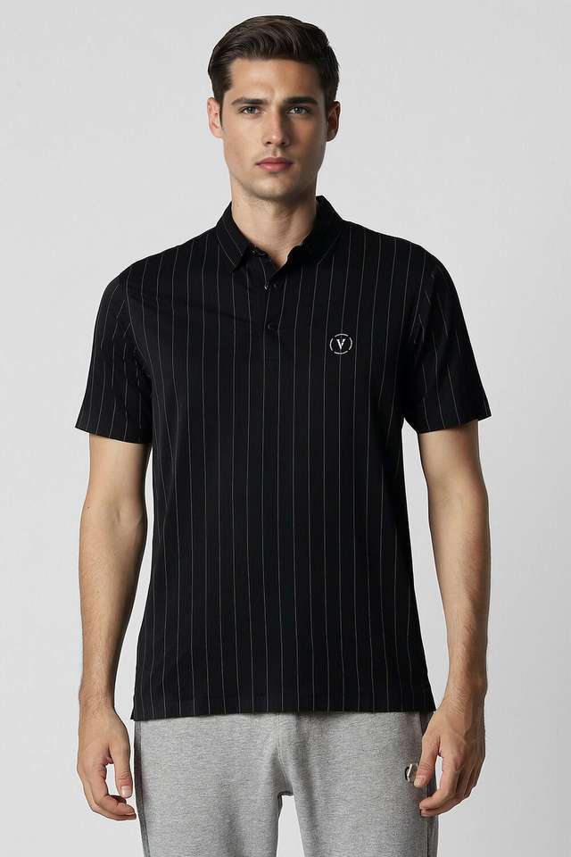 Stripes-Nylon-Regular-Fit-Men-T-Shirt