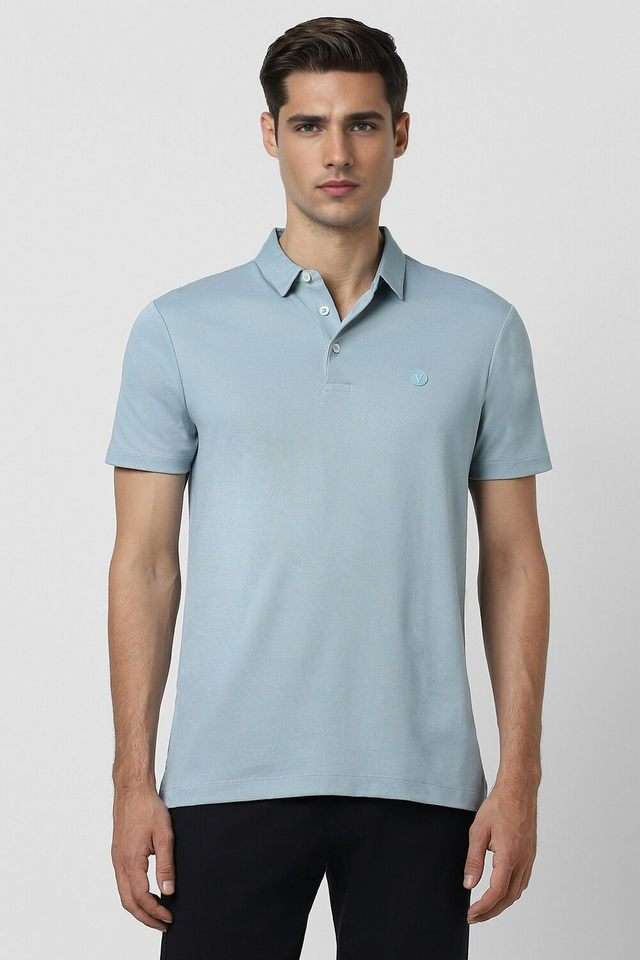 Textured-Polyester-Regular-Fit-Men-Polo-T-Shirt