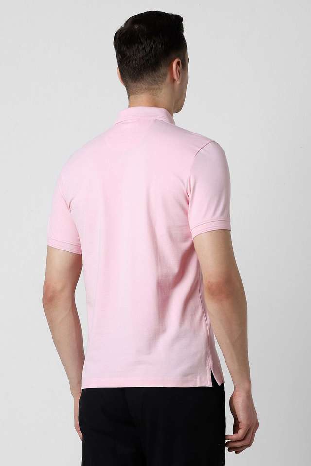 Buy Van Heusen Pink Solid Cotton Polo Men's T-Shirt Shoppers Stop