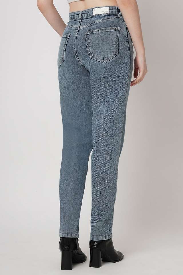High-Rise-Blended-Fabric-Straight-Fit-Women-s-Jeans