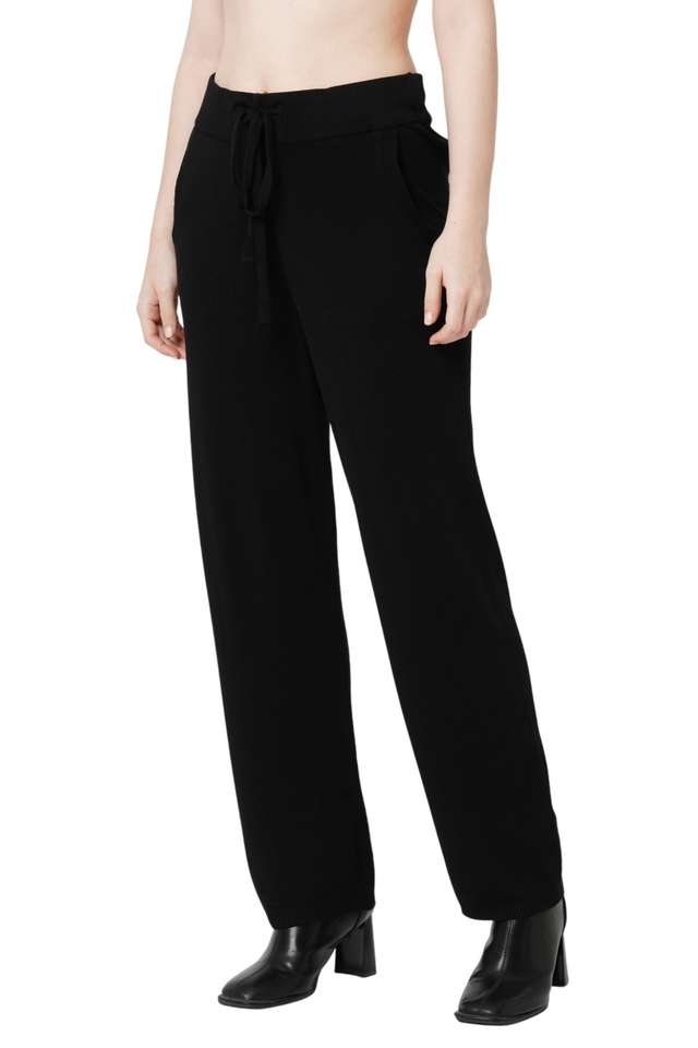 Solid-Viscose-Straight-Fit-Women-s-Trousers