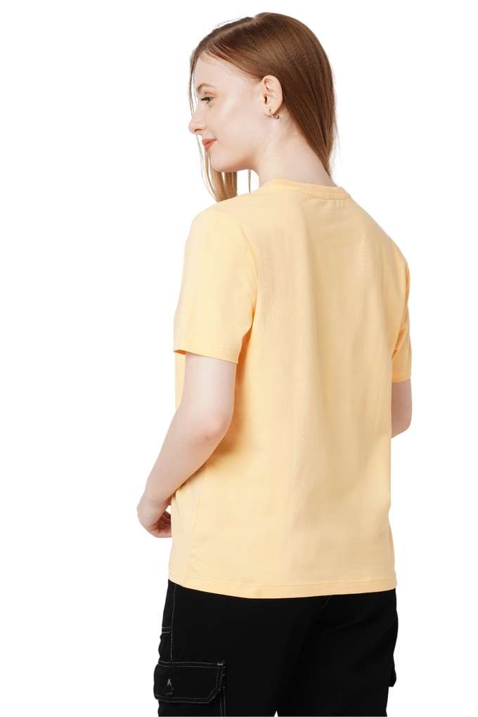 Printed-Blended-Fabric-Round-Neck-Women-s-T-Shirt