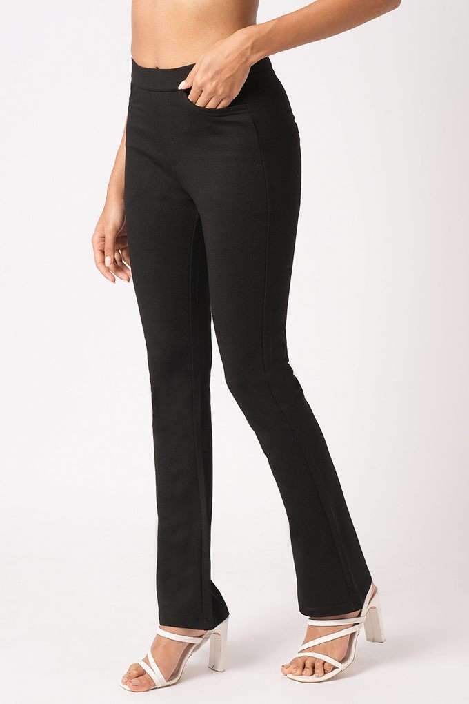 Buy Kraus Black Solid Blended Fabric Skinny Fit Women's Treggings