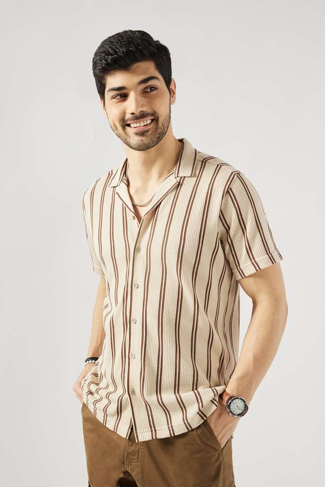 Stripes-Blended-Fabric-Relaxed-Fit-Men-s-Casual-Wear-Shirt