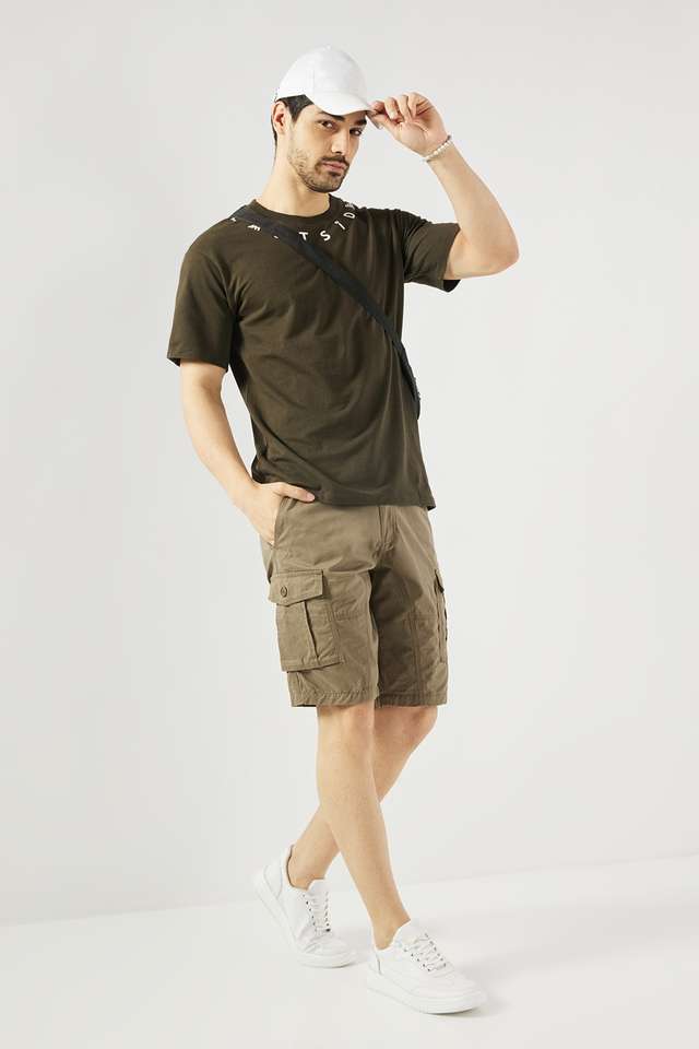 Solid-Cotton-Elastic-and-Drawstring-Men-s-Shorts