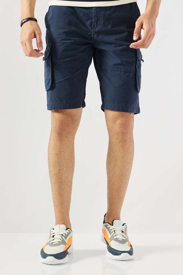 Solid-Cotton-Elastic-&-Drawstring-Closure-Men-s-Shorts