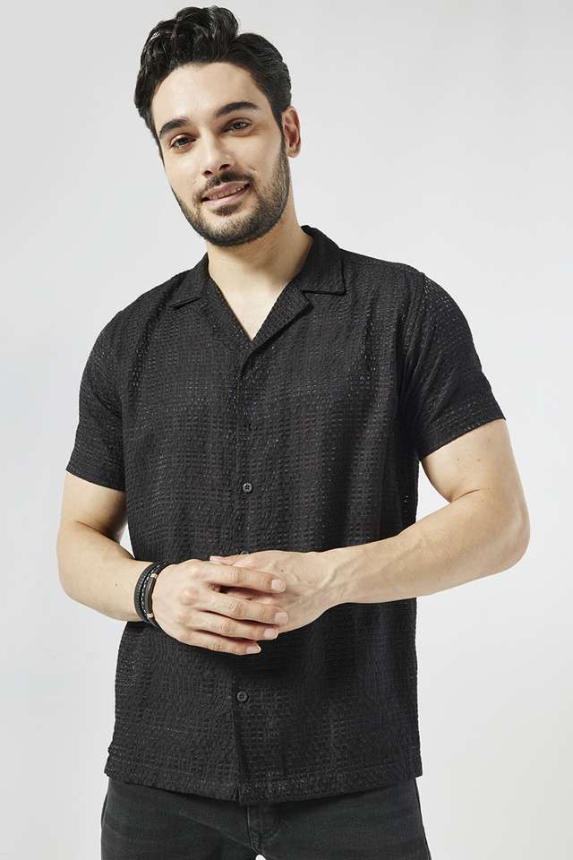 Textured-Blended-Fabric-Slim-Fit-Men-s-Casual-Wear-Shirt