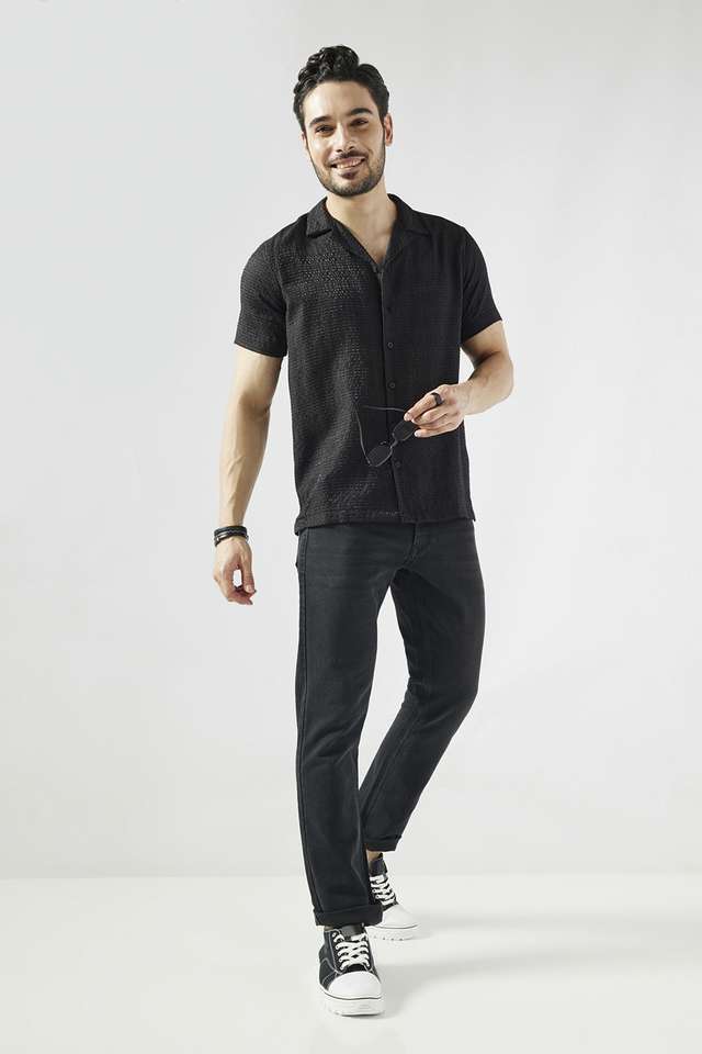 Textured-Blended-Fabric-Slim-Fit-Men-s-Casual-Wear-Shirt