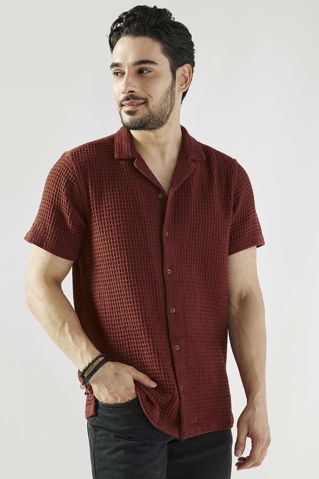 Textured-Cotton-Slim-Fit-Men-s-Casual-Wear-Shirt