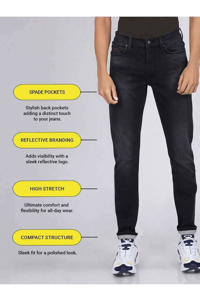 Light-Wash-Polyester-Skinny-Fit-Men-s-Jeans