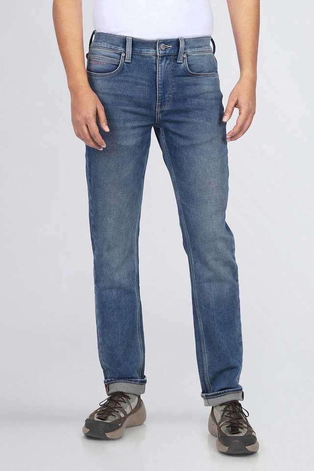 Light-Wash-Polyester-Tapered-Fit-Men-s-Jeans