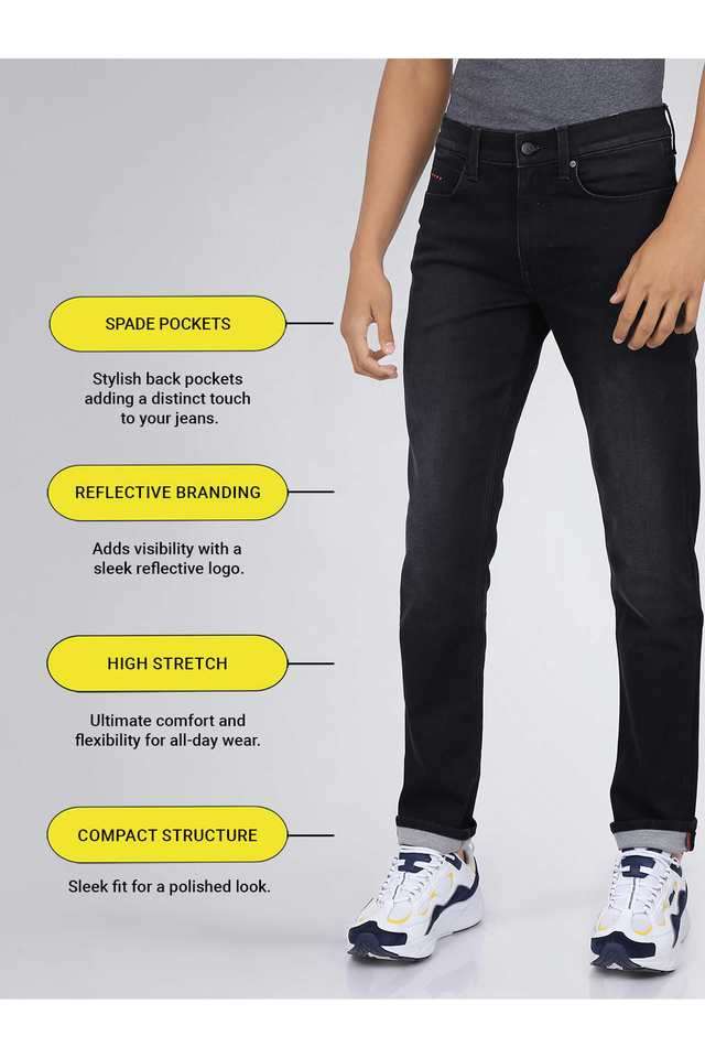 Light-Wash-Polyester-Tapered-Fit-Men-s-Jeans