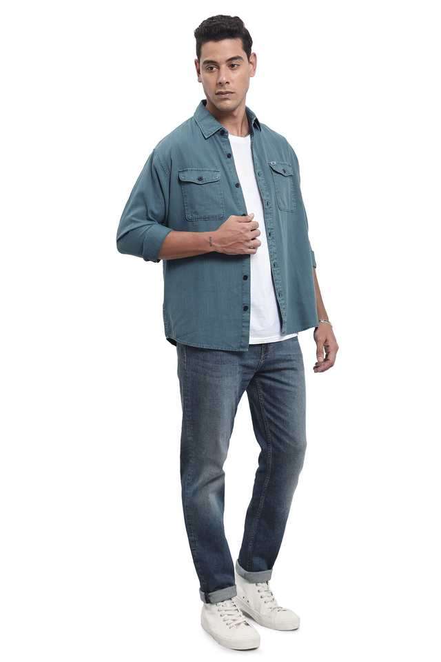 Solid-Cotton-Regular-Fit-Men-s-Casual-Shirt